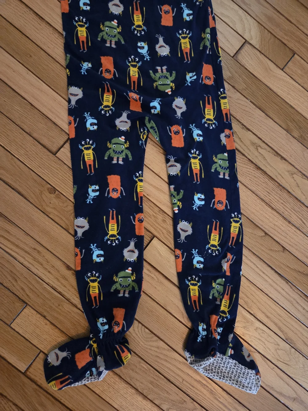 Carters- Kids Navy Monster Print Footed One-Piece Pajamas